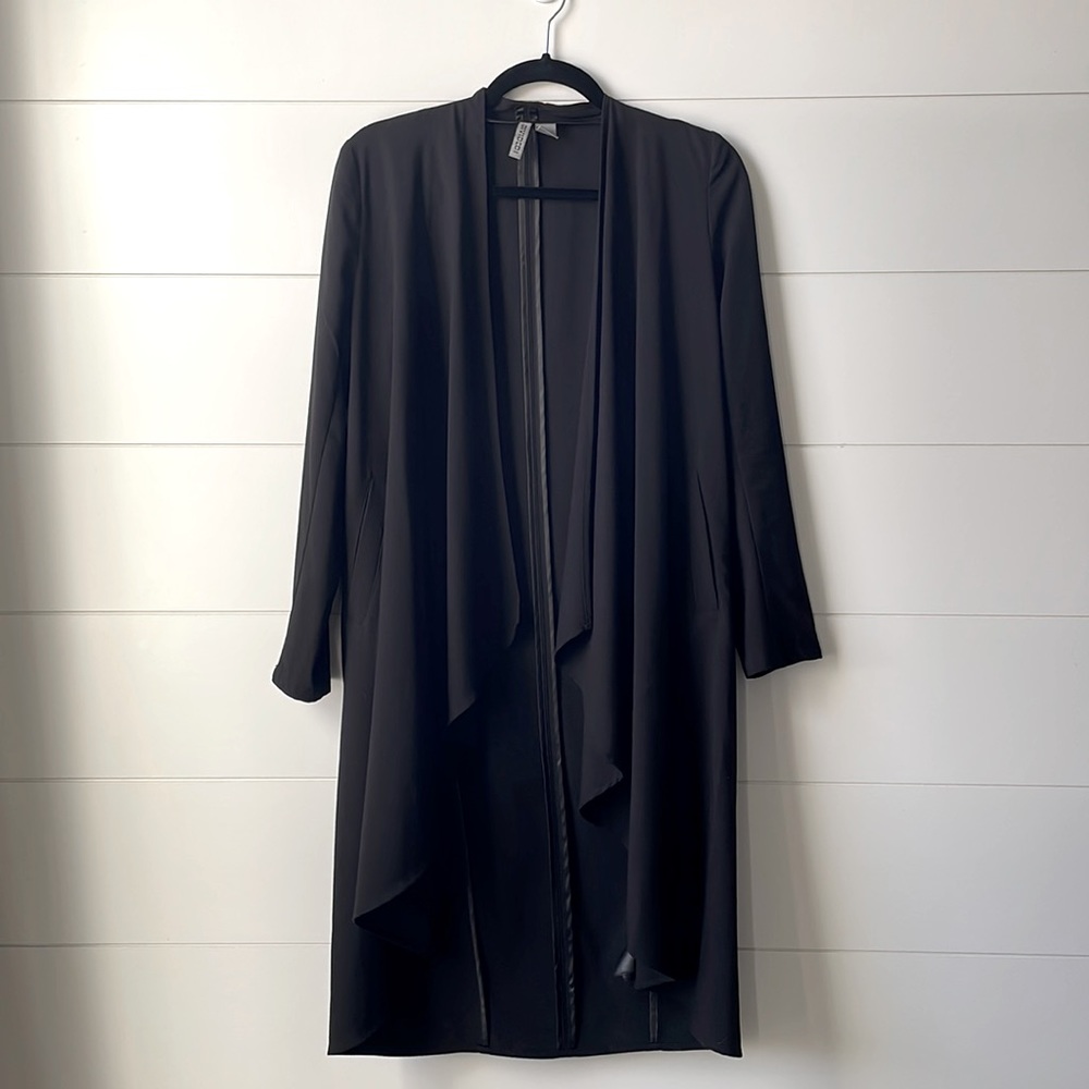 H&M Long Black Drape Front Blazer with Pockets - Size 4